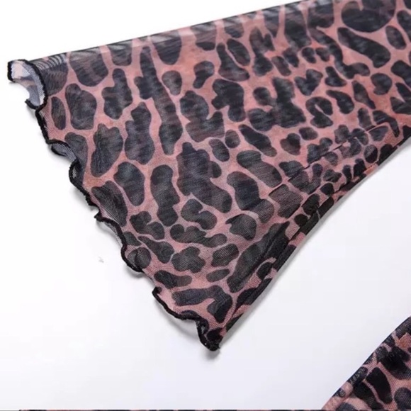 Dolls Backless Sheer Leopard Flared Tie Dress - Picture 6 of 7